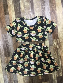 

cartoon pattern girl short outfit fashion baby boutique summer clothes