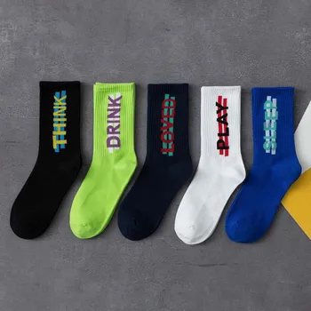 

Harajuku Men's Sock Ship Hop Cool Funny Skate Socks New Fashion Personality Letter Long Crew Cotton Hip Pop Socks