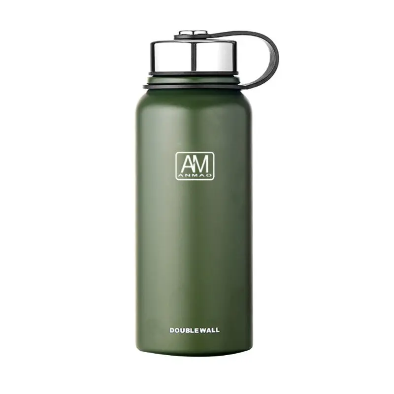 Green 1100ml 1100 мл/1500 мл двухслойная нержавеющая сталь Изолированная чашка теплая холодная Кофейная вода портативная Питьевая кружка фляжка Спортивная бутылка - Цвет: Green 1100ml