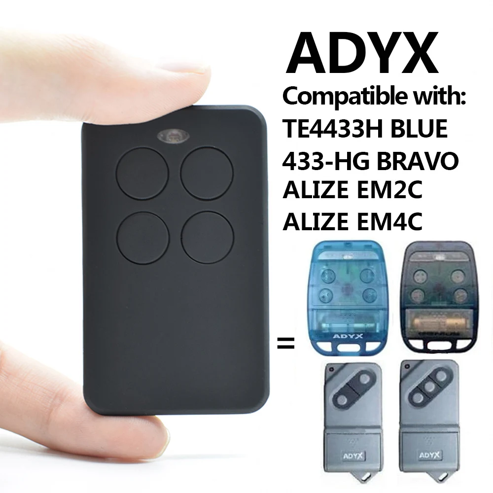 

ADYX TE4433H BLUE / ALIZE EM4C Garage Door Remote Control 433.92MHz Gate Opener Handheld Transmitter Command Key Fob