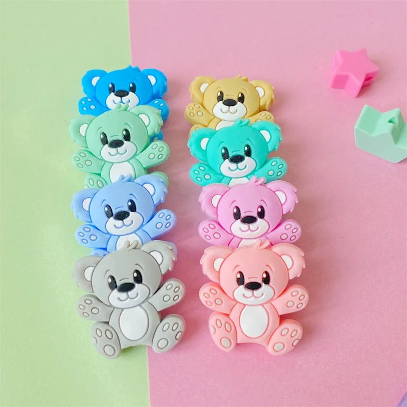 10pcs Cartoon mini bear Silicone Beads DIY Cute Teething Toys Silicone Baby Teether beads