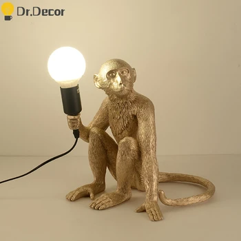 

Modern Gold Resin Monkey Lamp Led Table Lamp Gallery Decor Lighting Table Lights Bedroom Bedside Bedroom Living Room Table Lamps