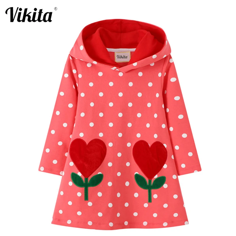 

VIKITA Girls Hoodies Dress Christmas Tops Clothes Autumn Winter Kids Teens Long Sleeve Hoody Pencil Dresses Children Clothing