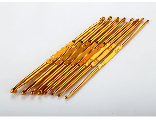 Set 10 Uncinetti A Doppia Estremità - Dorati, Per Maglieria E Lavori A Maglia Fai-da-te - Foto 2