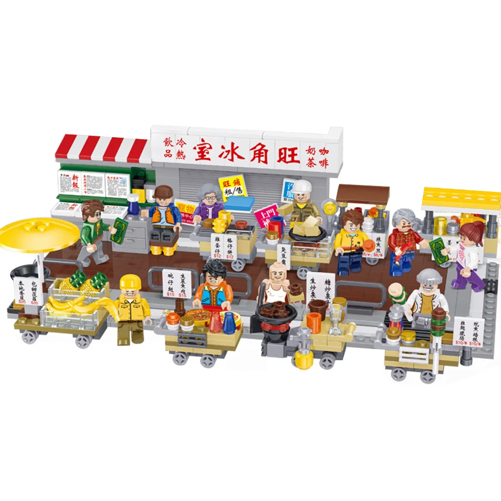 2020 New Chinese Street Old Hongkong Iceroom Blocks Model Educational Assembly Legoingly Building Bricks New Year Gift Kids Toys