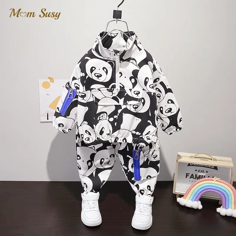 

Baby Girl Boy Cotton Panda Clothes Set Zipper PJacket+Pant 2PCS Infant Toddler Child Tracksuit Outfit Baby Clothes Suit 1-5Y