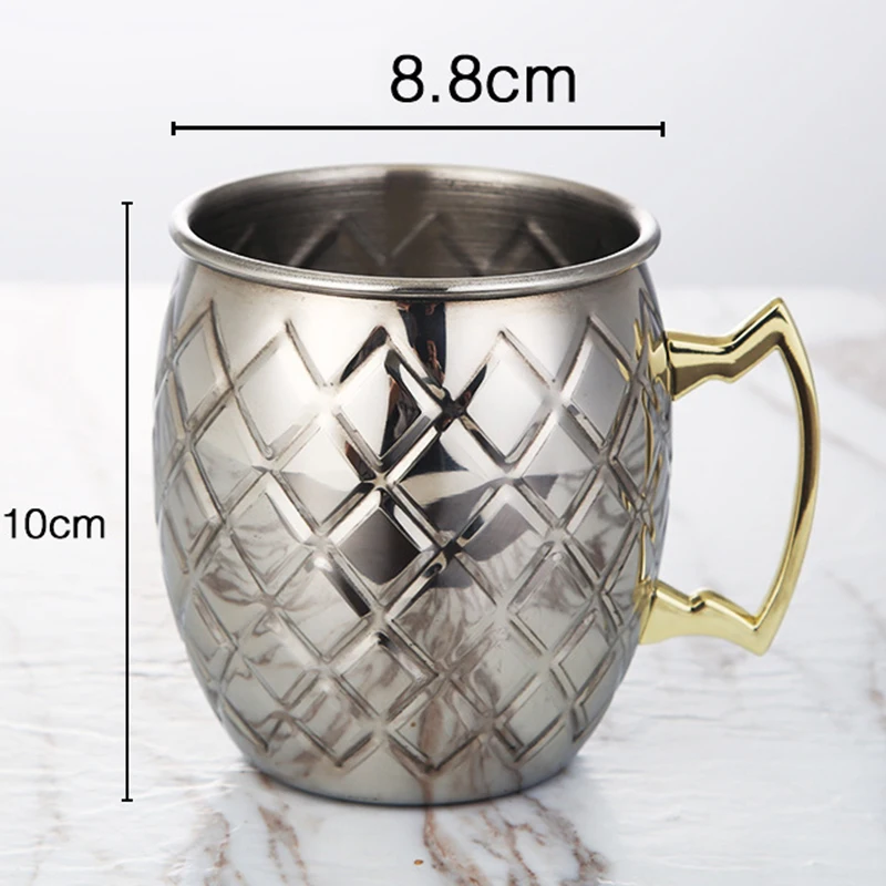 Stainless Steel 304 Mug Latticed / Hammered Style Drinking Cup 110cm High No Burr, No Hurt To Hands