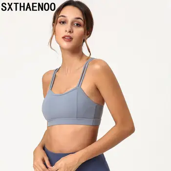 

SXTHAENOO High Quality Running Shock-Proof Sports Bras Women Sexy Back Workout Top Padded Push Up Fitness Underwear Gym Bra
