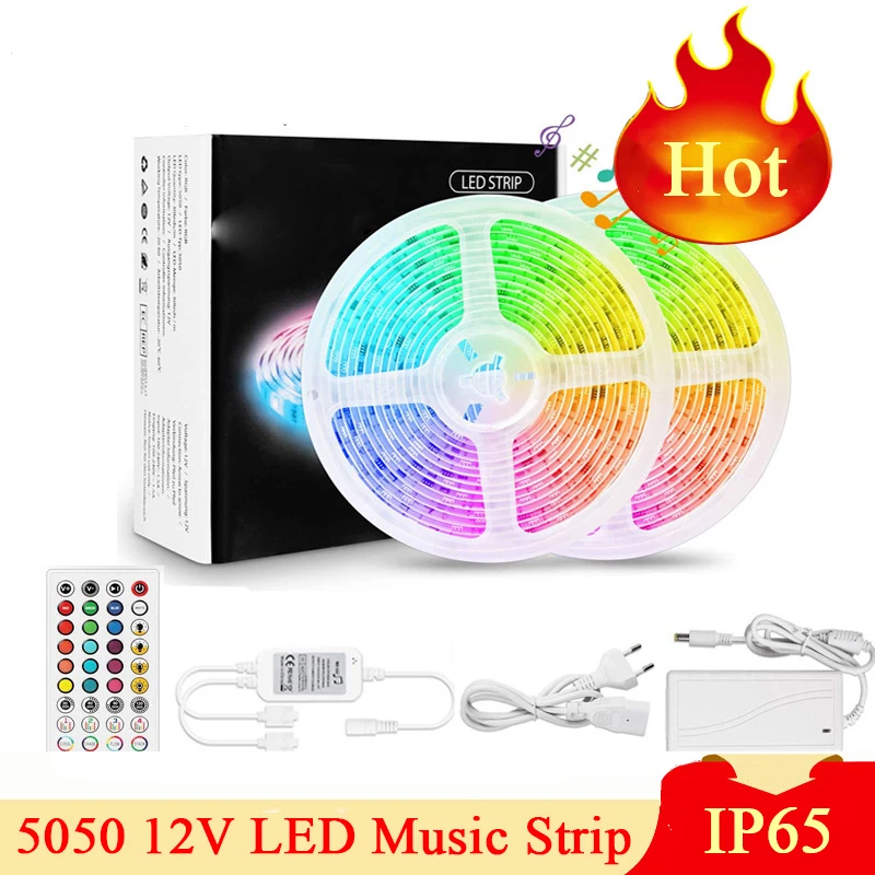 

New 5050 RGB Colorful LED Strip Light DC12V Waterproof IP65 Music Flexible Lights for Home Party