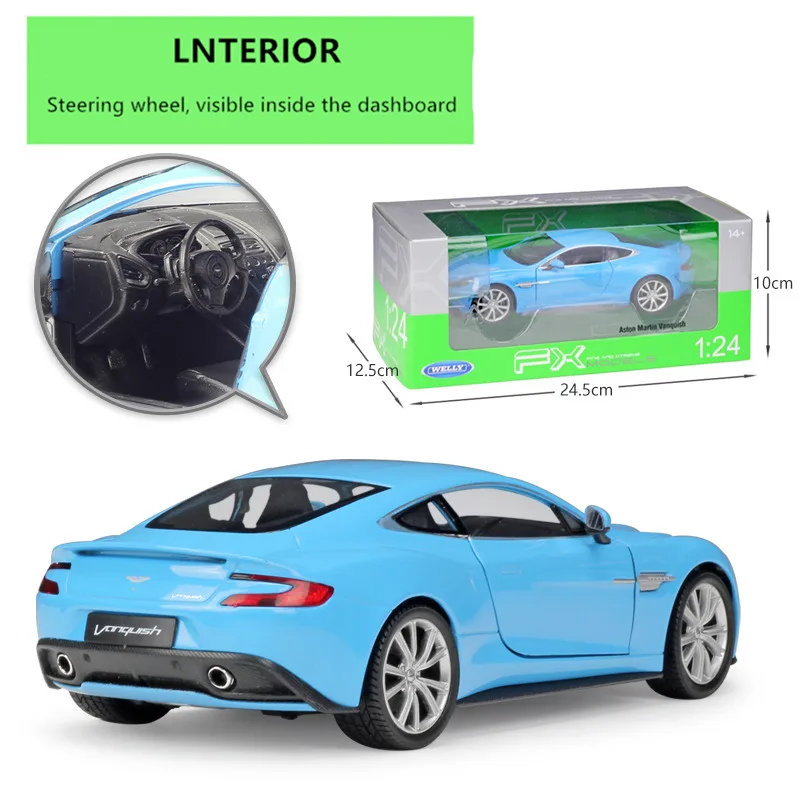 WELLY 1:24 Aston Martin V12 Vanquish sports car simulation alloy car model crafts decoration collection toy tools gift