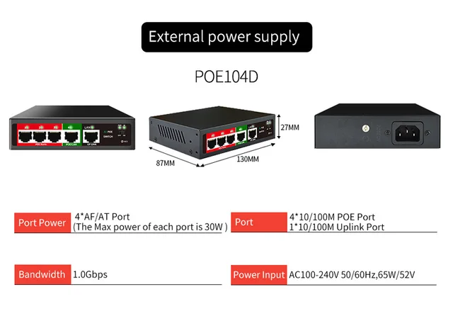 STEAMEMO POE Switch With SFP Ethernet Switch For IP Camera/Wireless AP/CCTV Camera AI Smart Switch SSC-POE104DL