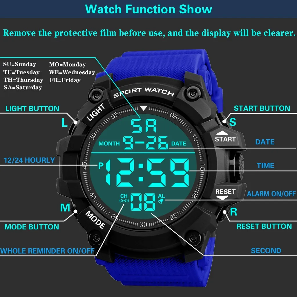 Механические наручные часы Montre homme модные водонепроницаемые мужские часы для мальчиков lcd цифровой секундомер Дата Резиновые Спортивные наручные часы% 91