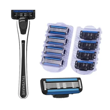 

TFLYSHAVE High Quality Manual Shaving Razor Blade for Men 5 Layer Razor Cartridge with Trimmer Blade Replaceable Shaver Blade