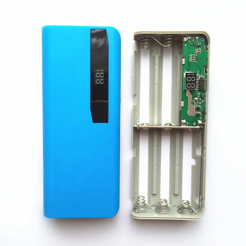 Blue No Battery 5x18650 Блок питания DIY коробка переносной аккумулятор для мобильного телефона с светодиодный цифровой дисплей световое зарядное устройство коробка DIY Зарядка сокровище чехол Комплект - Цвет: Blue No Battery