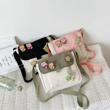 

Harajuku girl bag men's casual canvas bag ladies small shoulder bag ladies handbag sanrio luxury outdoor bag Cartoon Printing