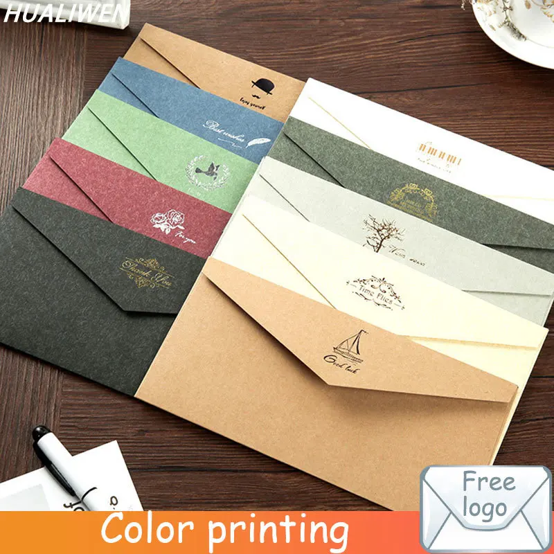 10pcs/lot Vintage Gold Envelopes for Invitations Kraft Paper Gift Card Window Envelope Wedding Letter Set Mailer Stationery