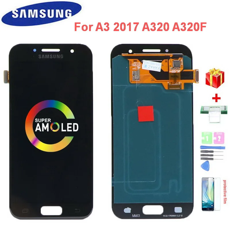 Оригинальный 4 7 &quotAMOLED A320 ЖК дисплей для Samsung Galaxy A3 2017 A320F A320M SM сенсорный экран дигитайзер сборка|Экраны