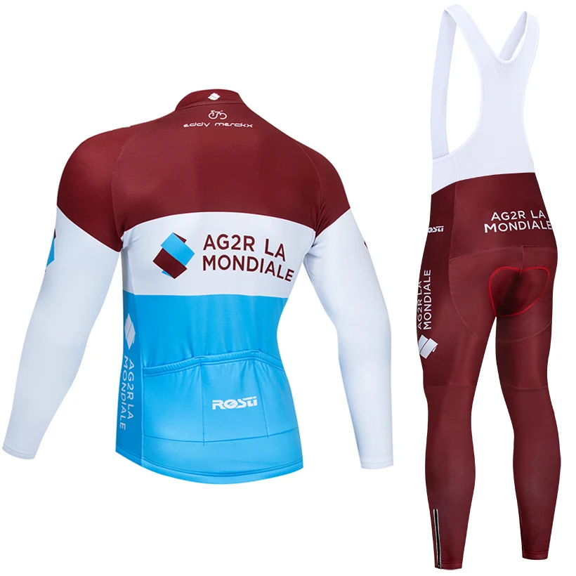 Зима команда ag2r длинный рукав Велоспорт Джерси 20D Pad велосипед брюки костюм Ropa Ciclismo Мужские Термо флис pro велосипедная Одежда Майо брюки одежда