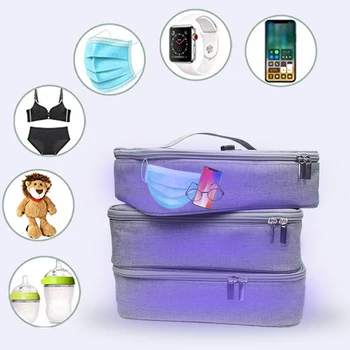 

UV Light Sanitizer Bag UVC Cleaner Disinfection Package Compact for Mobile Phone Clothes Glasses Kills 99.9% of Germs Viruses