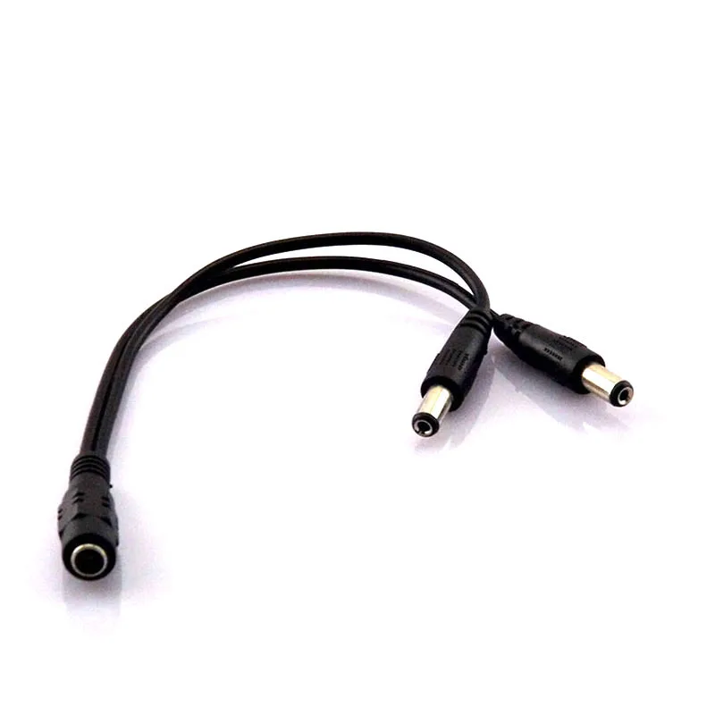 100pcs DC 12V 1 Female to 2 Male Splitter Plug Cable connector for cctv DC Power Supply adapter Camera 5.5mm*2.1 led light H10