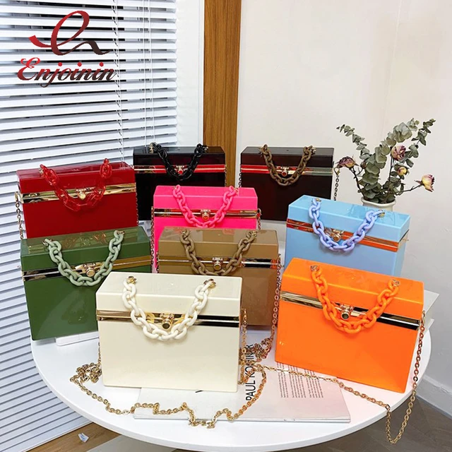 Acrylic Box Chain Shoulder Bag  Mini Women Acrylic Clutch Bag - Handbag  Women Party - Aliexpress