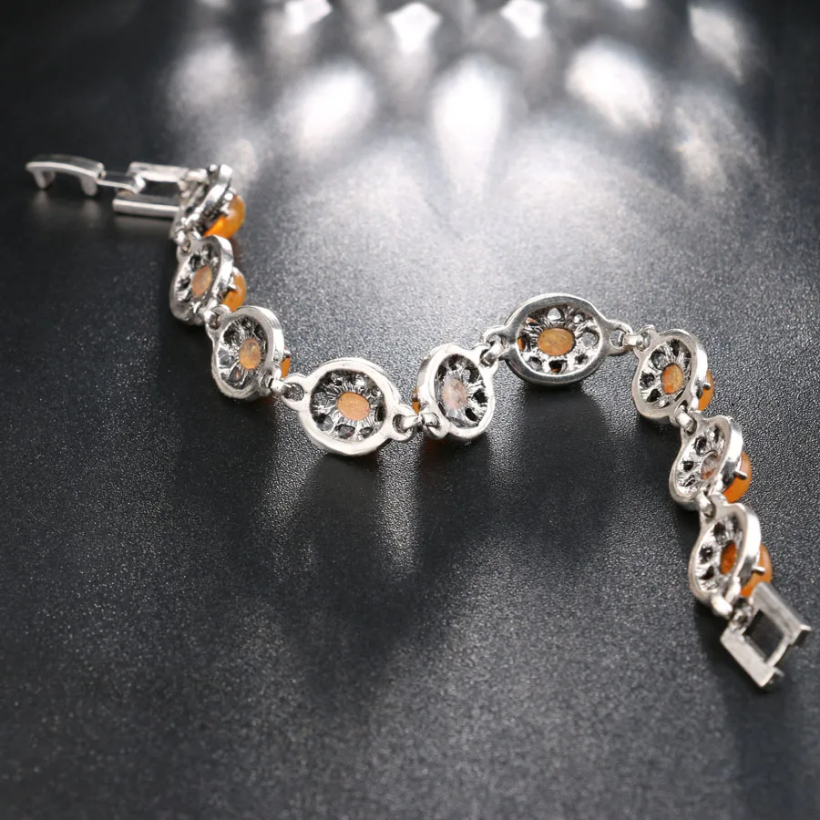 Opal Bracelet Blue Opal Bracelet Vintage Jewelry Tibetan Silver Crystal Bracelets For Women Christmas Party Gift