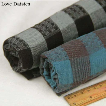 

BLACK GRAY BLUE BROWN Lattice Big Check 100% Cotton Fabrics Textile Tissue Thin for Summer Apparel Blouse Dress handwork Scarf