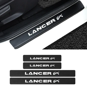 

4pcs/set Carbon fiber vinyl sticker Car Door Sill Scuff Plate for mitsubishi lancer EX asx outlander pajero Accessories