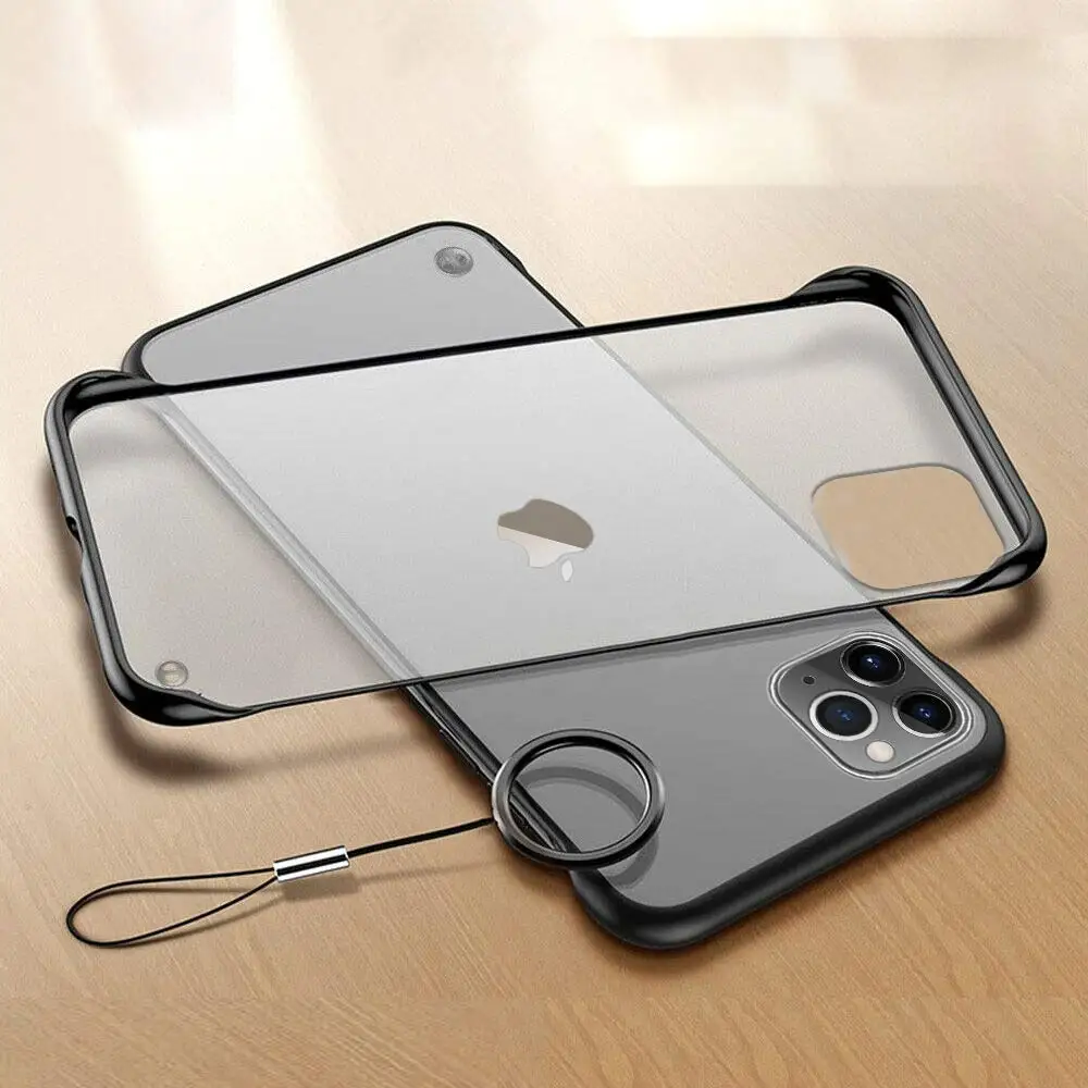 

Luxury Frameless Ring Design Scrub Phone Cases For iPhone 11 Pro XR XS Max 6 6S 7 8 Plus X Matte Hard PC Solid Back Cover