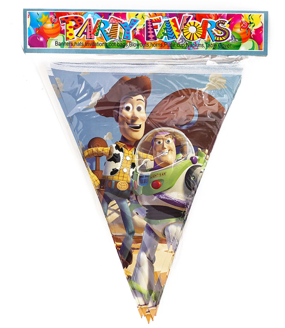

1PCS/Lot Toy Story Theme Plastic flags Party Decoration Baby Happy Birthday evening Party Supplies Wedding for kid