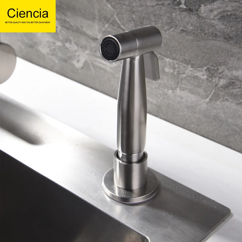 

304 Stainless Steel Kitchen Sink Pulling Spray Gun Kitchen Washing Basin Hand-Held Water Gun Nozzle Sink Accessories Socket Set