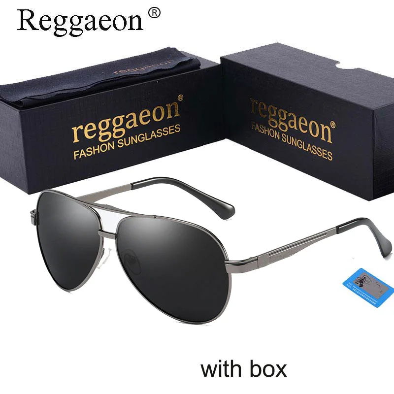 Поляризованные солнцезащитные очки reggaeon для мужчин и женщин, uv400, высокое качество,, металлическая оправа, мужские солнцезащитные очки - Цвет линз: 37C7 with box