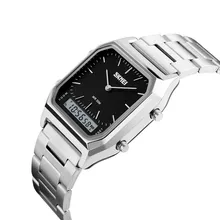 SKMEI 1220 wo мужские модные повседневные часы с двойным дисплеем наручные часы с ремешком из нержавеющей стали 30 м водонепроницаемые спортивные часы