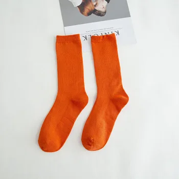 

Women's Fall Day Thin Cotton Short Socks Solid Color Medium Tube Socks gray