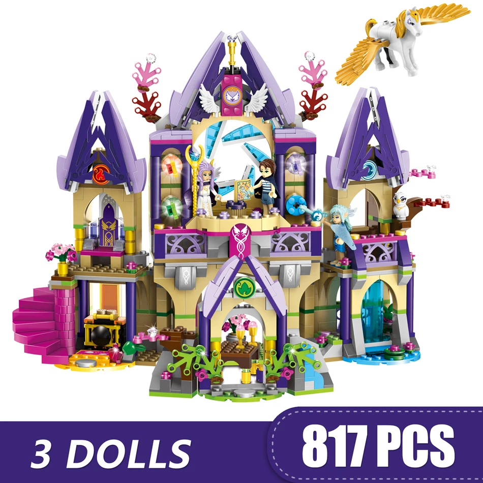 

809PCS Small Building Blocks Compatible with Legoinglys Fairy Skylar's Mysterious Sky Castle Toys for Children Girls Gift DIY