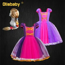 Для малышей, для девочек в стиле Рапунцель платье Рождество год костюм принцессы для младенцев вечерние платье-пачка фиолетового цвета для девочек 1 для детей 2, 3, 4, 5, 6 лет