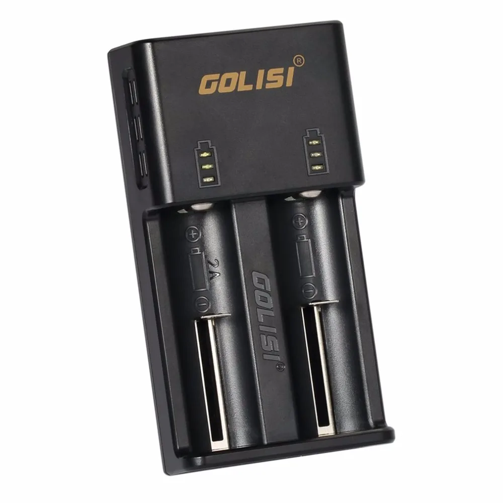 GOLISI O2 2 слота 2A смарт-зарядное устройство Быстрая зарядка для литий-ионных аккумуляторов 18650 26650 AA AAA Ni-MH NI-CD