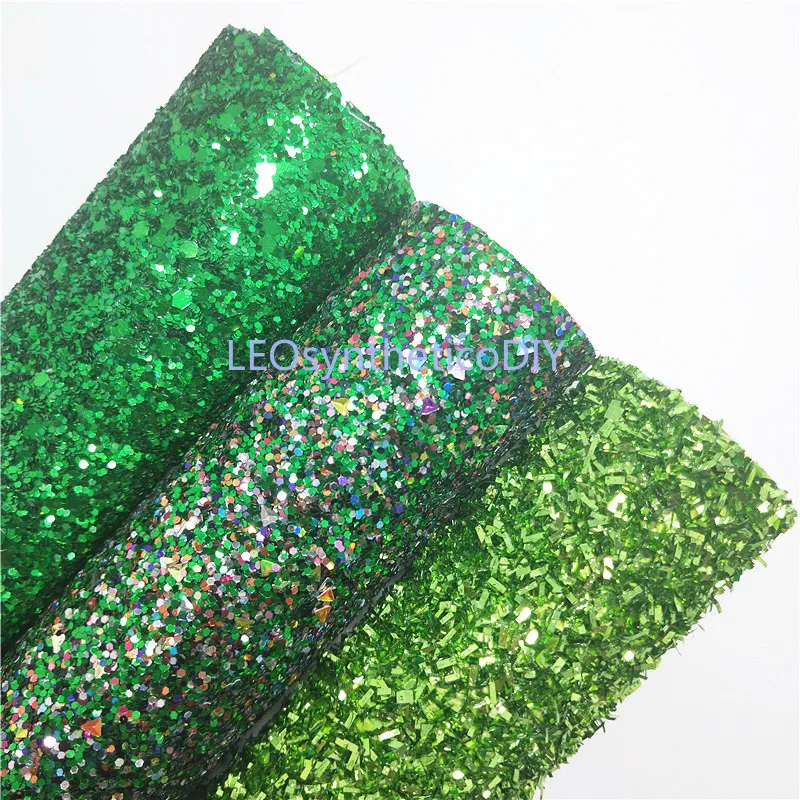 

Mini Roll 30x134CM GREEN Glitter Fabirc, Chunky Glitter Leather, Glitter Leather Roll For Making Bows LEOsyntheticoDIY SK092