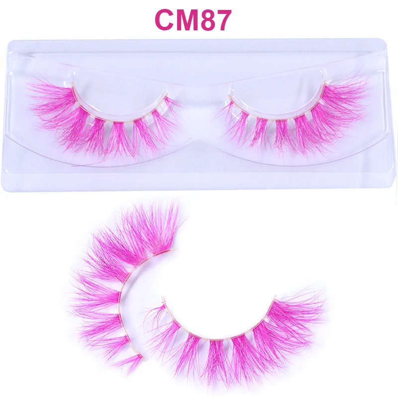 3D 5D Real Mink Strip Fake Colored Eyelashes Pink Green Purple Red Faux Lashes Colorful Rainbow Lashes for Cosplay Halloween