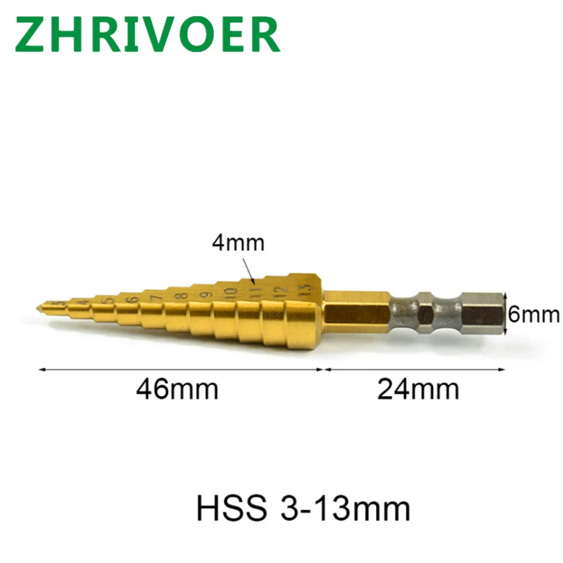 Steel plate hole opener hexagonal handle step drill pagoda bit twist bit 3-13mm11step reamer bit wholesale
