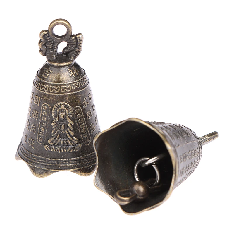 Alloy Bronze Antique Bell Chinese Mini Sculpture Pray Guanyin Buddha Bell Shui Feng Bell 2