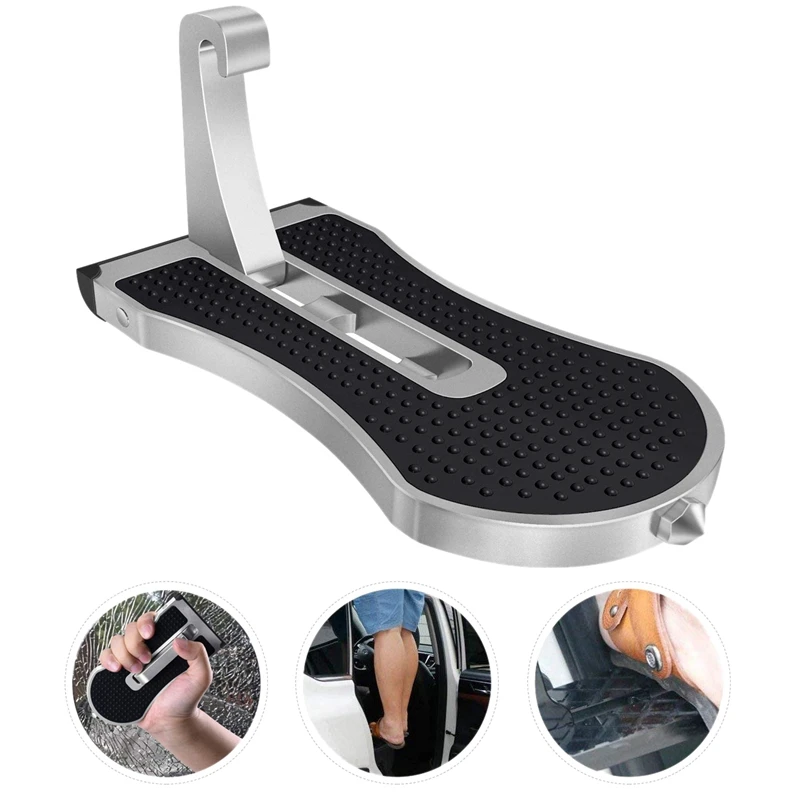 

Car Rooftop Ladder Foot Pegs Hooked on U Shaped Latch Car Assisted Folding Rooftop Foot Pedal with Safety Hammer for J-e-ep,SUV,