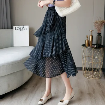 

Plus Size 4XL Women Summer New Fishtail Skirt Chiffon Polka Dot MIDI Skirt Slim Sexy Streetwear Tweed Skirt Women Clothing