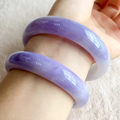 Natural Burmese Light Purple Elegant Princess Jadeite Bracelets Jade Bangles Jewelry Fashion Accessories
