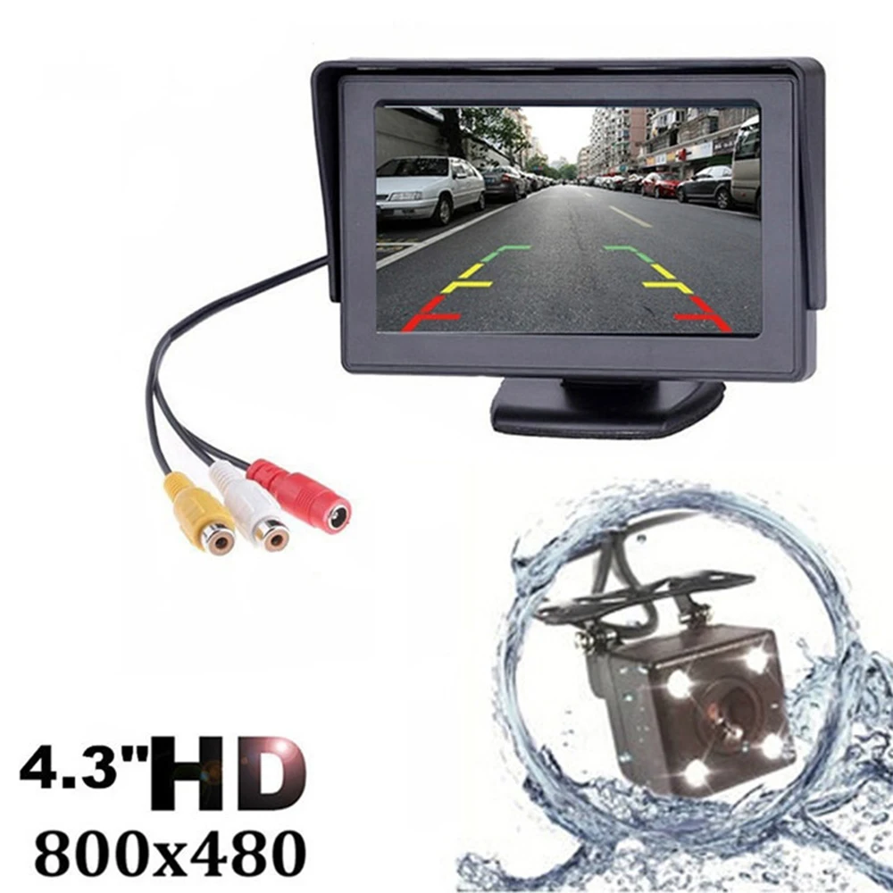 12V 4," TFT lcd цветной монитор заднего вида Водонепроницаемая камера заднего вида