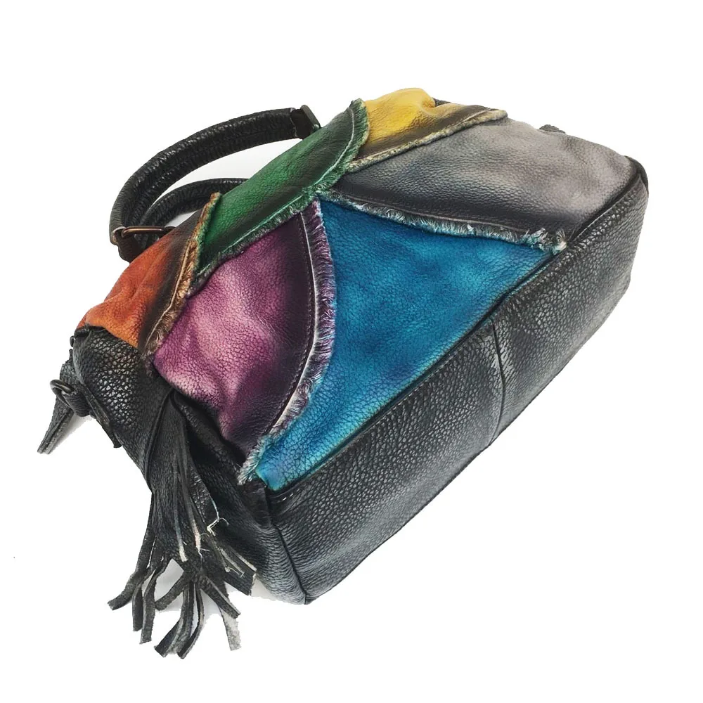 Рыбий чешуй многоцветная сумка из Бостона Женская Высококачественная сумка из натуральной кожи с бахромой женская сумка-мессенджер