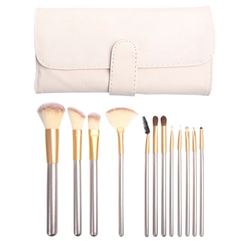 

Mixdair 12Pcs/Set Makeup Brush Face Foundation Concealer Brush Portable Soft Synthetic Professional Eyeshadow Brush Set with Bag