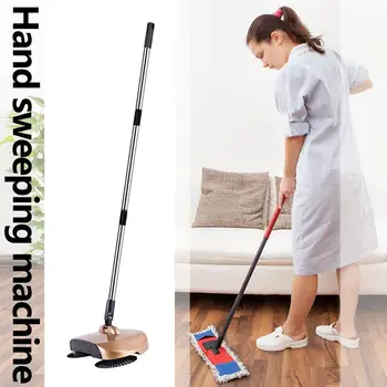 

Plastic Painting Hand Push Sweepers Durable Stainless Steel Handle Labor-saving Magic Broom Dustpan Household Cleaning Tools