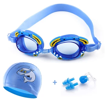 

Kids Swimming Goggles Set Silicone Nose Clip Ears Plug Cartoon Printed Cap Kit Swimming Accessories for Boys Girls WHSho