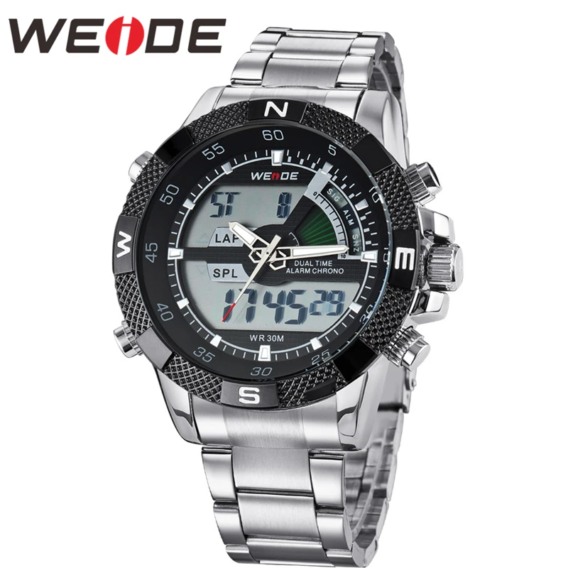 

WEIDE Men Watch Relogio Masculino Quartz Wrist Watch Dual Time Zone Brand Military Watch Casual Alarm LCD Relogio Mens Watches